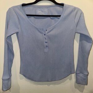 Aerie Ribbed Henley Long Sleeve Top